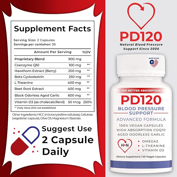 Blood Pressure PD120® Natural Supplement (1 Month Supply)