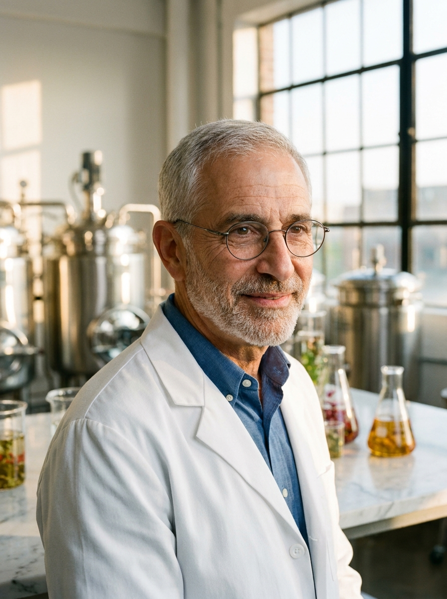 Dr. Meidan, founder of Hello Naturals, in his GMP-certified supplement laboratory