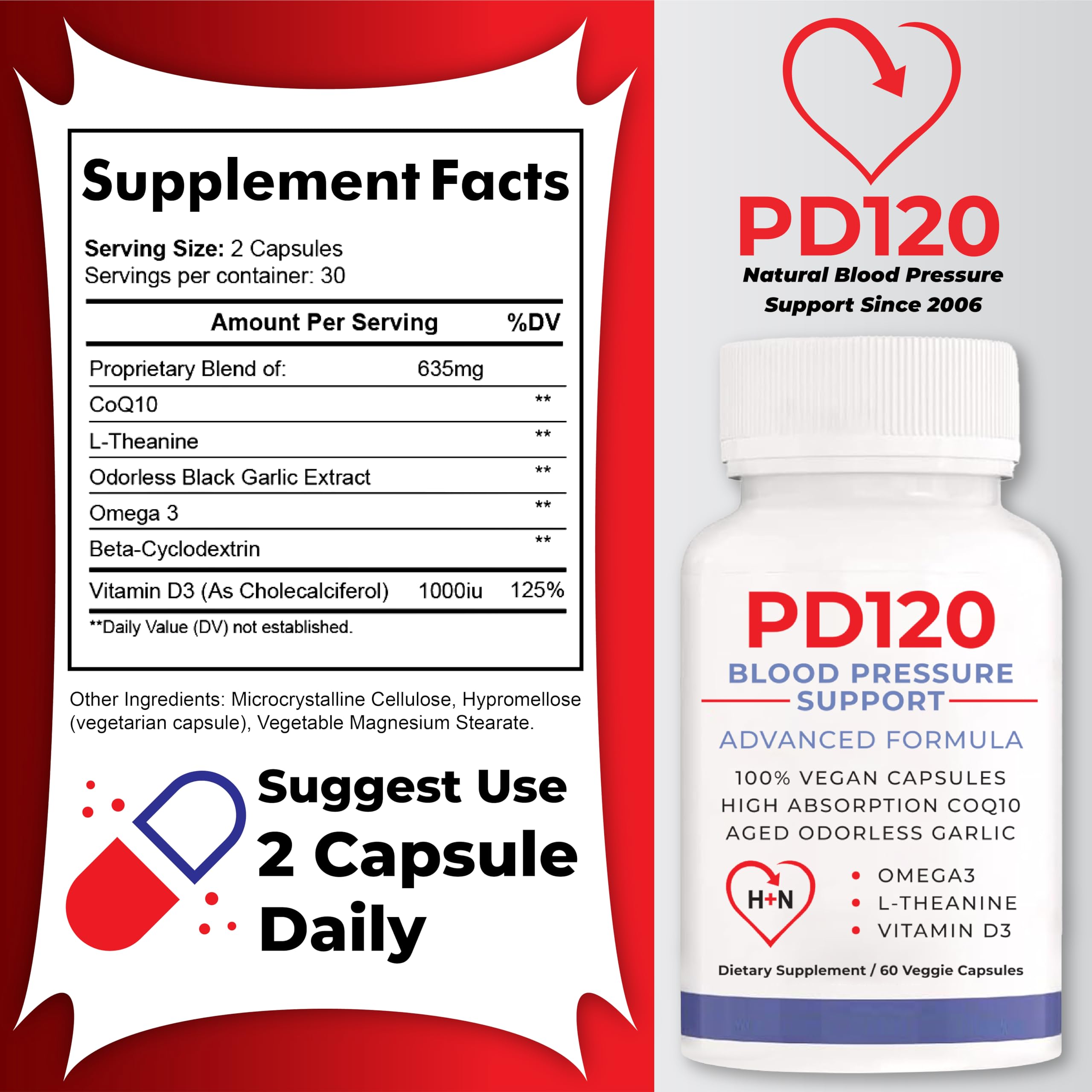 Blood Pressure PD120® Natural Supplement 1 Month Supply