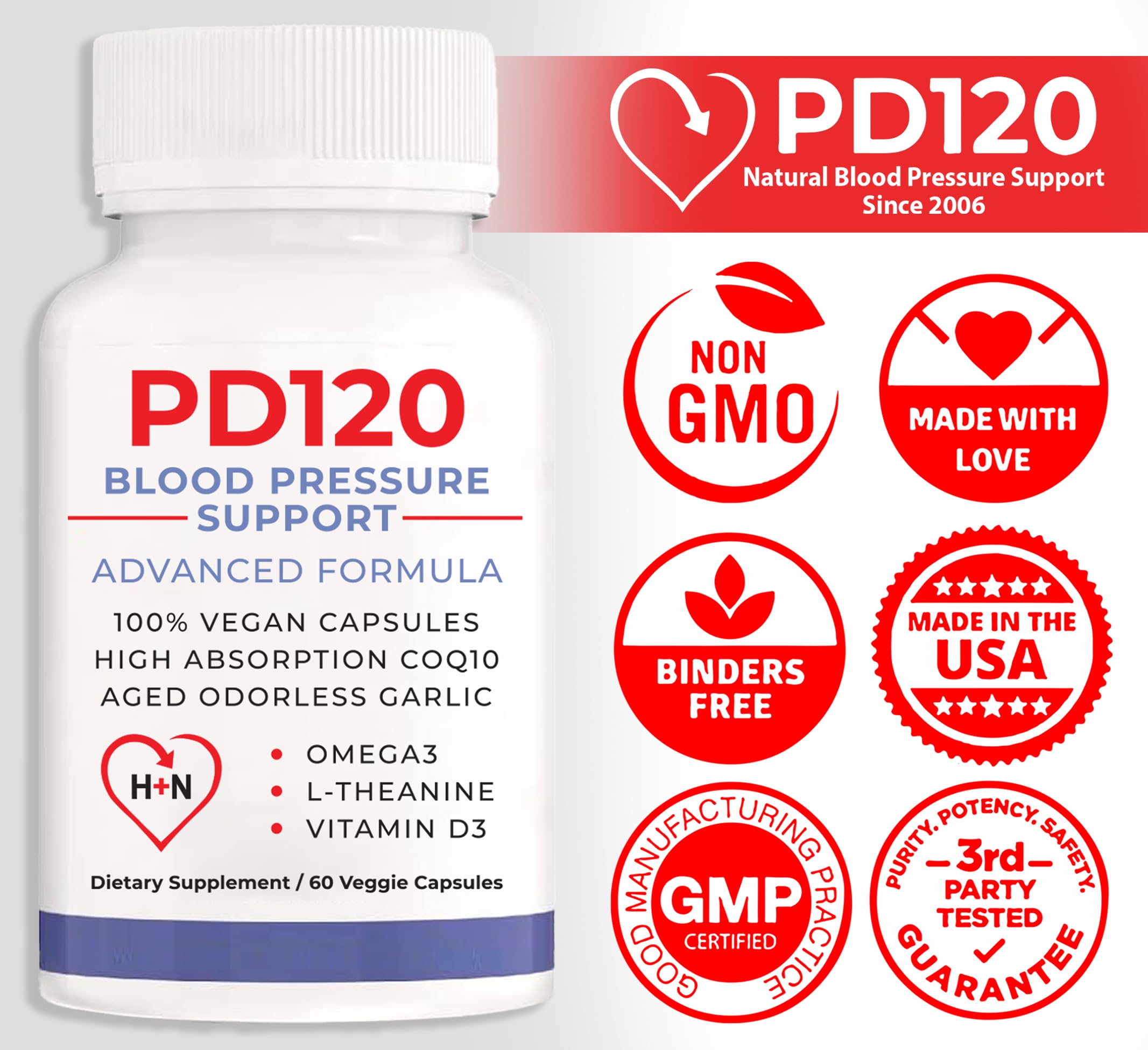 Blood Pressure PD120® Natural Supplement 1 Month Supply