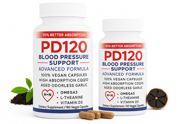 PD120 - Healthy blood pressure without side effects - Formulated and Manufactured by a Medical doctor in a GMP certified lab in the USA