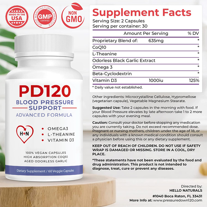Blood Pressure PD120® Natural Supplement 1 Month Supply
